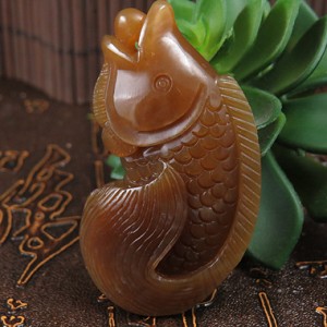 【结缘】和田玉糖玉鲤鱼挂件雕件玉佩玉坠真品天然工艺精美