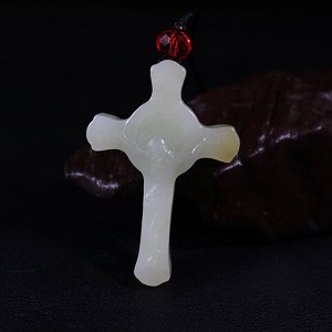 新疆和田玉糖青白玉耶稣十字架挂件吊坠玉佩玉坠男士女士天然玉石